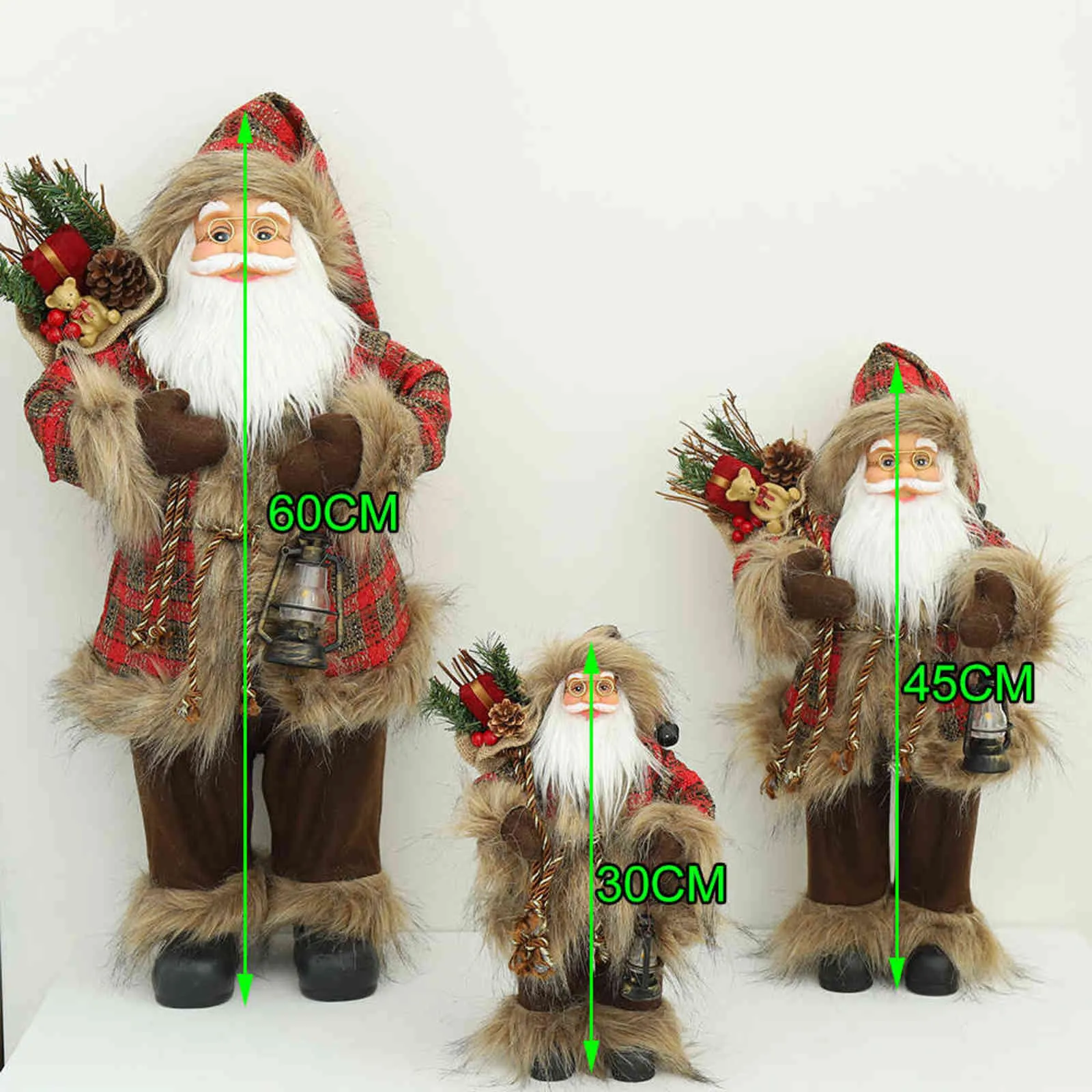 60/45 / 30 cm Noel Baba bebek Noel süslemeleri ev yılı için çocuk hediyeler el kahve dükkanı pencere süsler navidad 211104