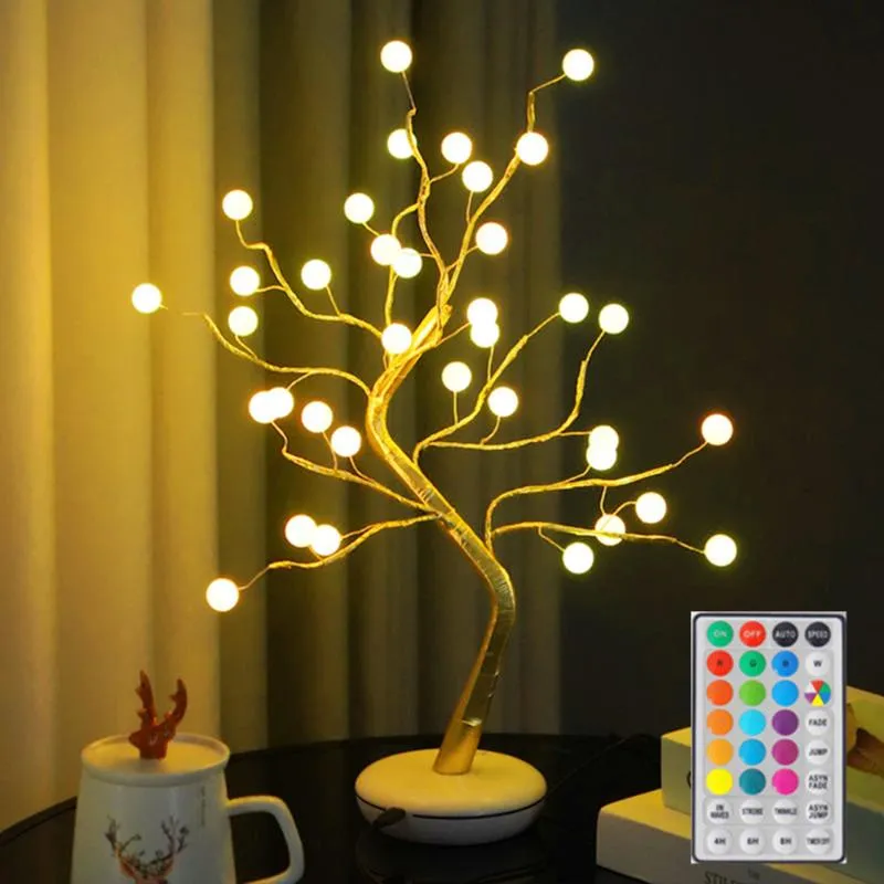 Night Lights Led Light Christmas Gift Rgb Colorful Remote Control Plum Lamp Tree Beaded Ball Bedroom Decoration344t