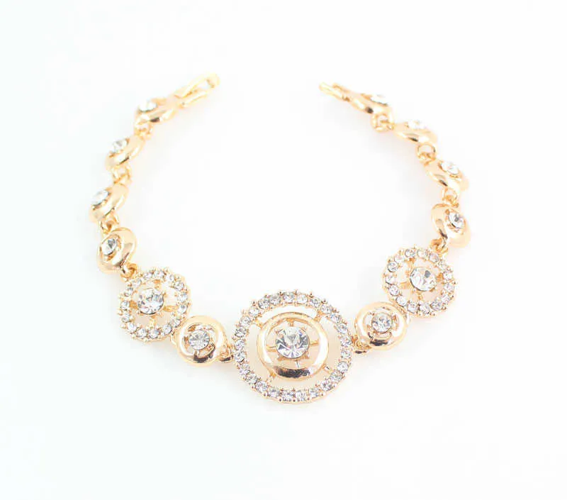 Moda redonda pingente de cristal colar brincos definir cor ouro africano traje nupcial conjuntos de jóias H1022