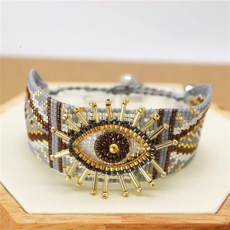 Zhongvi miyuki bransoletka dla kobiet Turkish Lucky Eye Bracelets Pulseras Mujer 2021 Femme Biżuteria Kobieta ręcznie robiona krosna koraliki 284U