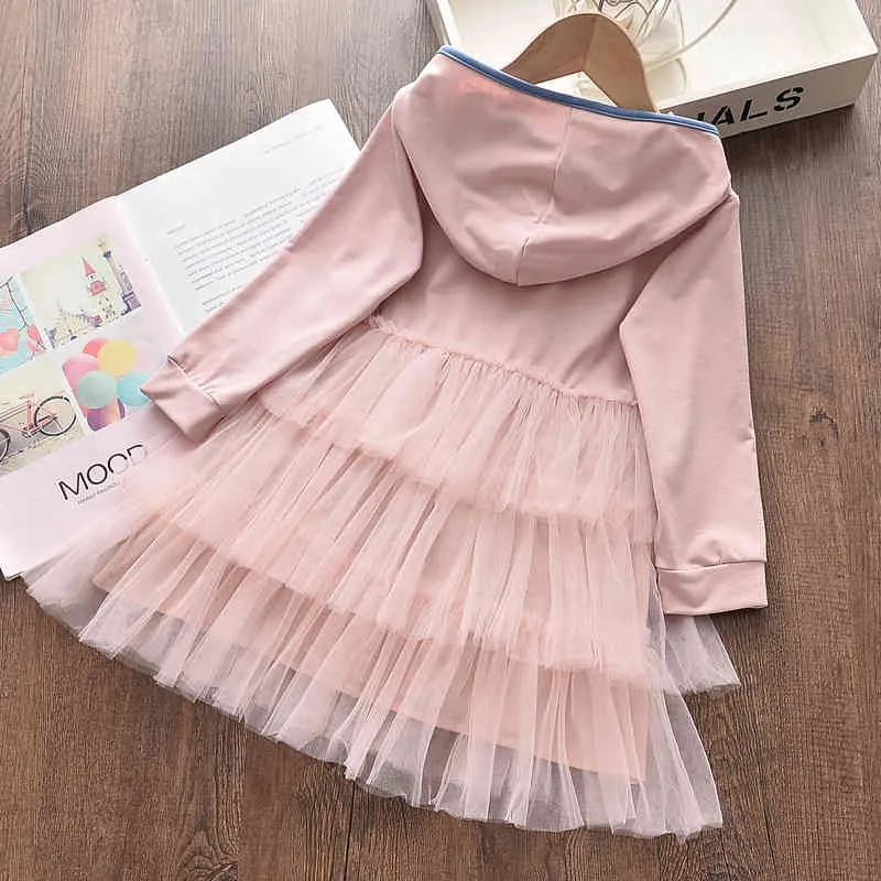 Mädchen Prinzessin Kleider Herbst Party Kostüme Kapuzen Bowtie Outfits Elegante Kinder Frühling Kleidung Anzüge 210429