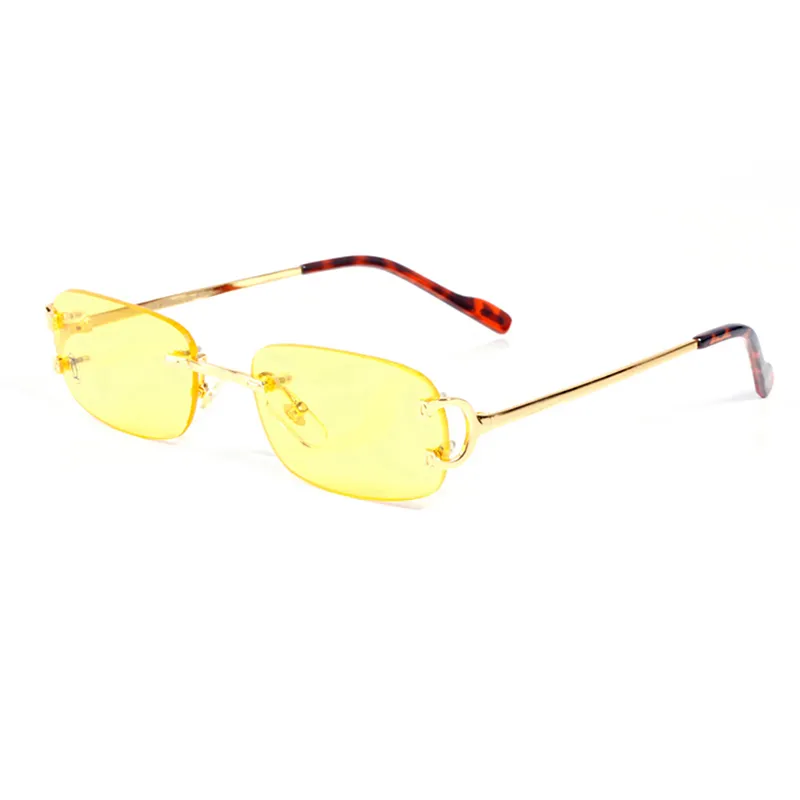 Oval Designer Glasses Man Luxury Frameless Women Solglasögon Steampunk Märke Transparent solglasögon Randig rektangelgradient Shades3004