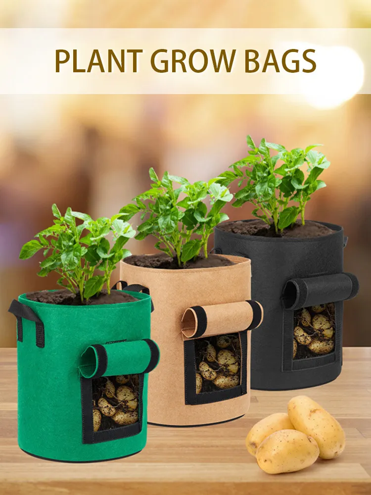 4 7 10 Gallon Plant Grow Bags Fabric Planting Potato Bags Fruit Seed Moisturizing Bag Garden Tool Gardening