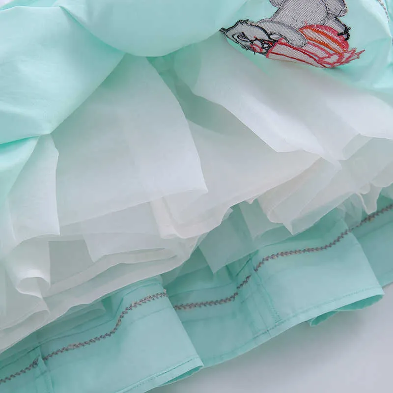 Baby meisje konijn borduurwerk jurk peuter kant lange mouwen Spaanse prinses jurken meisjes verjaardagsfeestje baljurk 210615