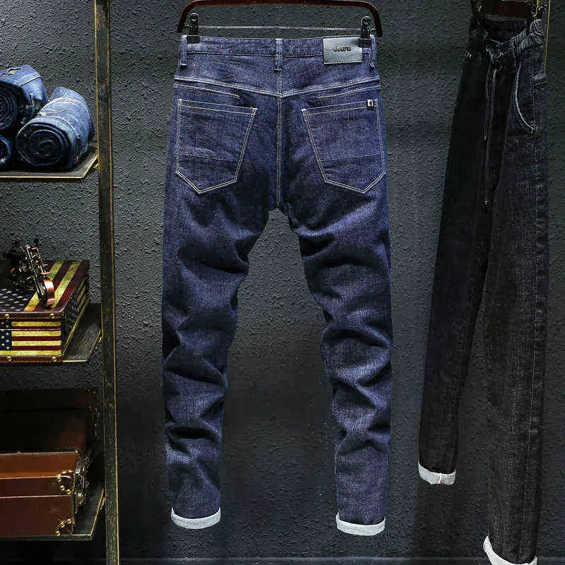 Autunno Winterr Black and Blue Jeans uomo Denim Pantaloni Denim Maschio di alta qualità Slim Fit Jean Brand Plus Size 40 42 44 211111