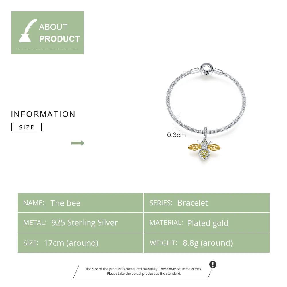 Original Design Queen Bee Pendant Charm Bracelet Sterling Silver 925 DIY Jewelry Bracelets for Women Luxury Brand SCB830 210512298p