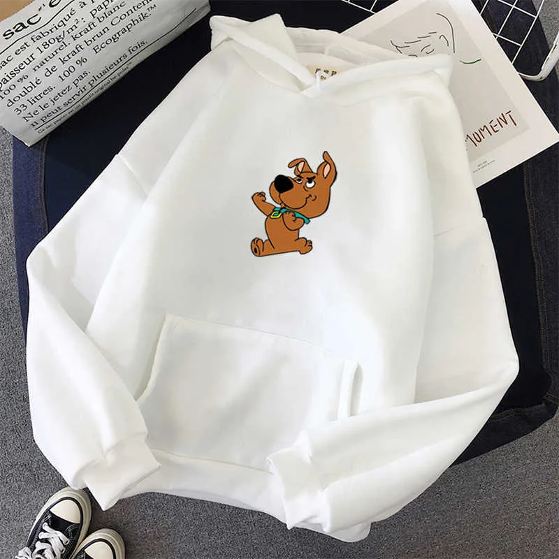 Oversized Cute Dog Print Hooded Sweatshirt Kawaii Hoodies For Women Topp Kläder Kvinna själv Vinter Kvinnor Harajuku Hoodie 210805