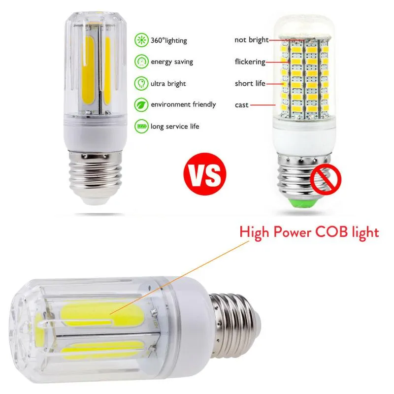 電球5x明るいE27 LED COBコーンライトE26 E14 E12 B22ランプ220V 110V 12W 16Wホームハウス用ホワイトアンプルボンビラベッドルーム275U