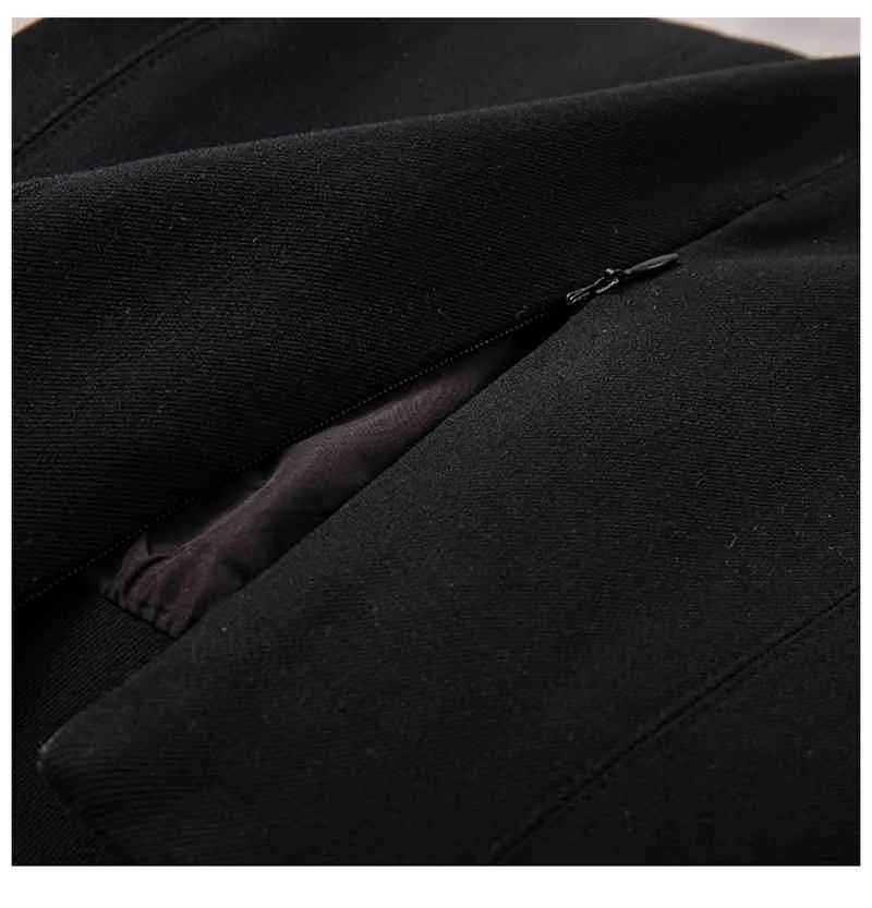 [EAM] negro Casual borla empalmado temperamento alta cintura Midi medio cuerpo falda mujer moda Primavera Verano 1DD8510 210512