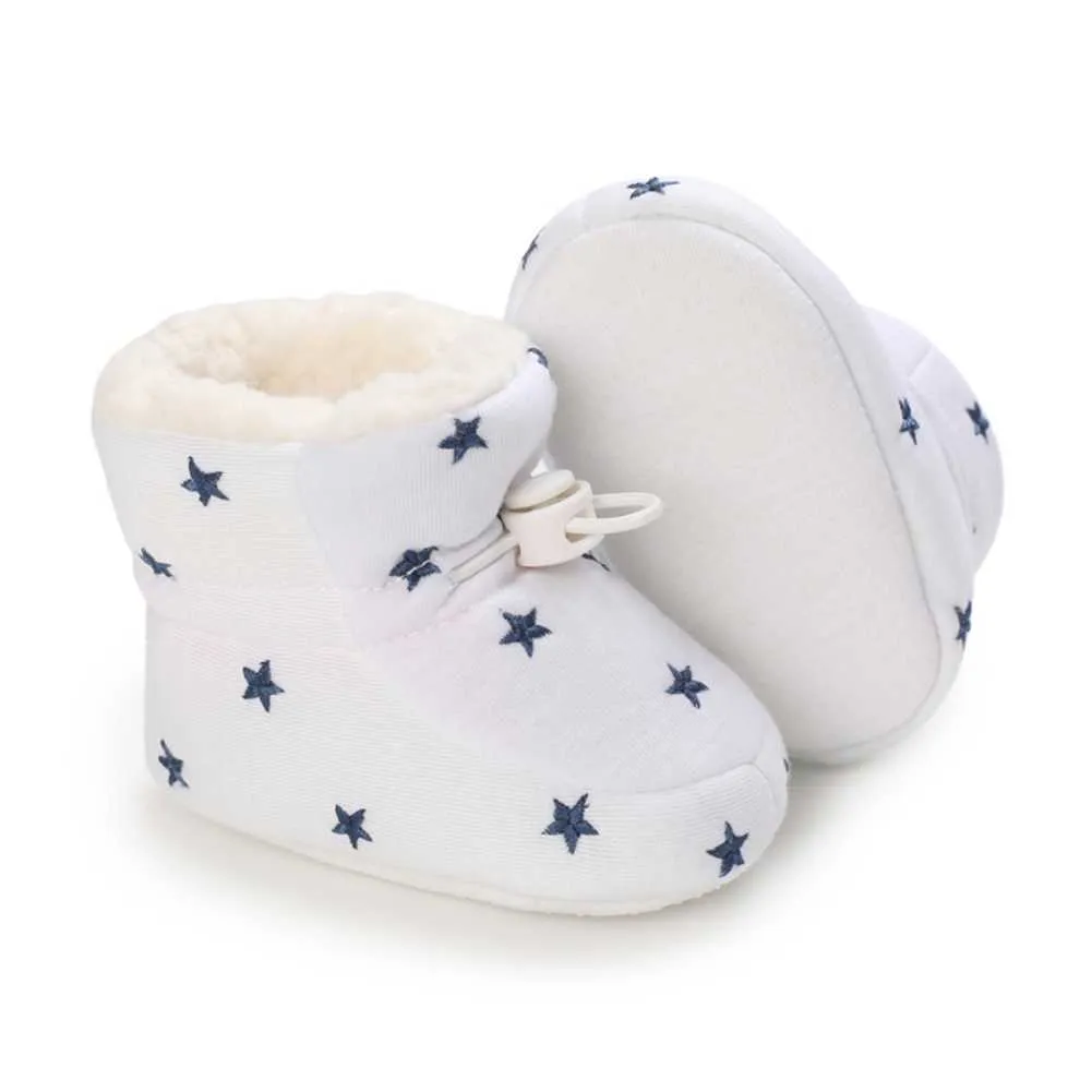 Baywell Winter born Baby Cotton Warm Booties Boy Girl Star Shoes Toddler Comfort Soft Anti-slip Infant First Walkers 211022