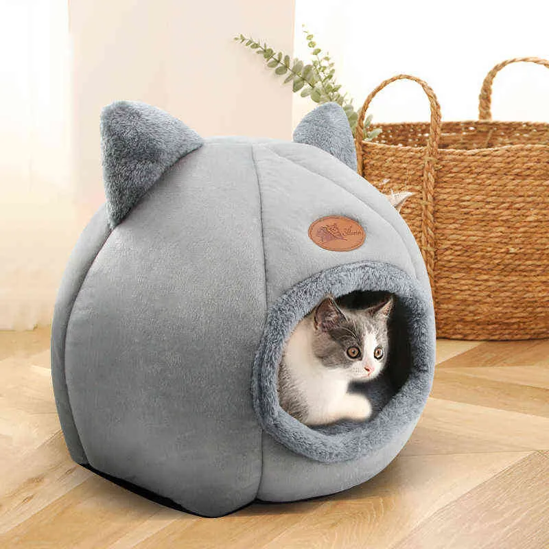 Confort de sommeil profond en hiver Lit de chat Petit panier de tapis pour produits de maison de chat Tente pour animaux de compagnie Lits de grotte confortables Intérieur 211111