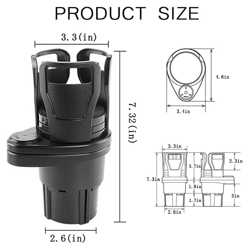 Super nowy 2 w 1 Auto Auto Universal Cup Holder Butelka do butelki napój napój napój adapter regulacyjny stojak do przechowywania