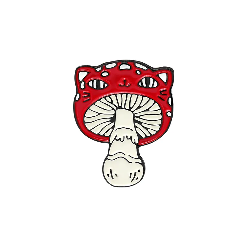 Mini champignon rouge grenouille Cowboy broche alliage peinture souriant visage collier épingles femmes filles sac à dos vêtements Badge accessoires de mode W208i