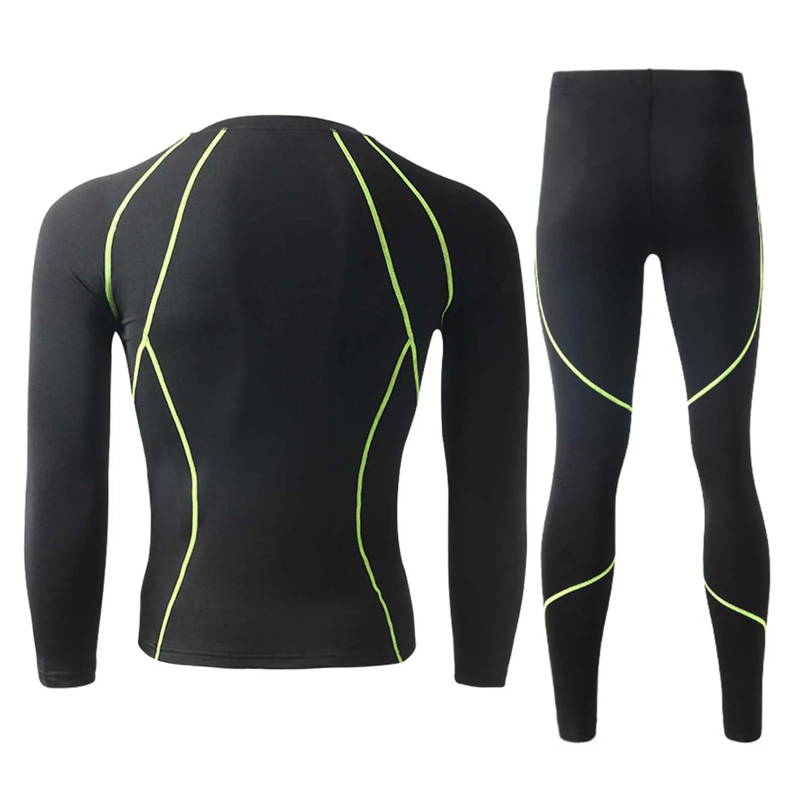 Winter Männer Thermo-unterwäsche Set Sweat Shirt Lange Unterhosen Bodycon Fit Atmungsaktive Lauf Skifahren Fitness Ausrüstung X0610