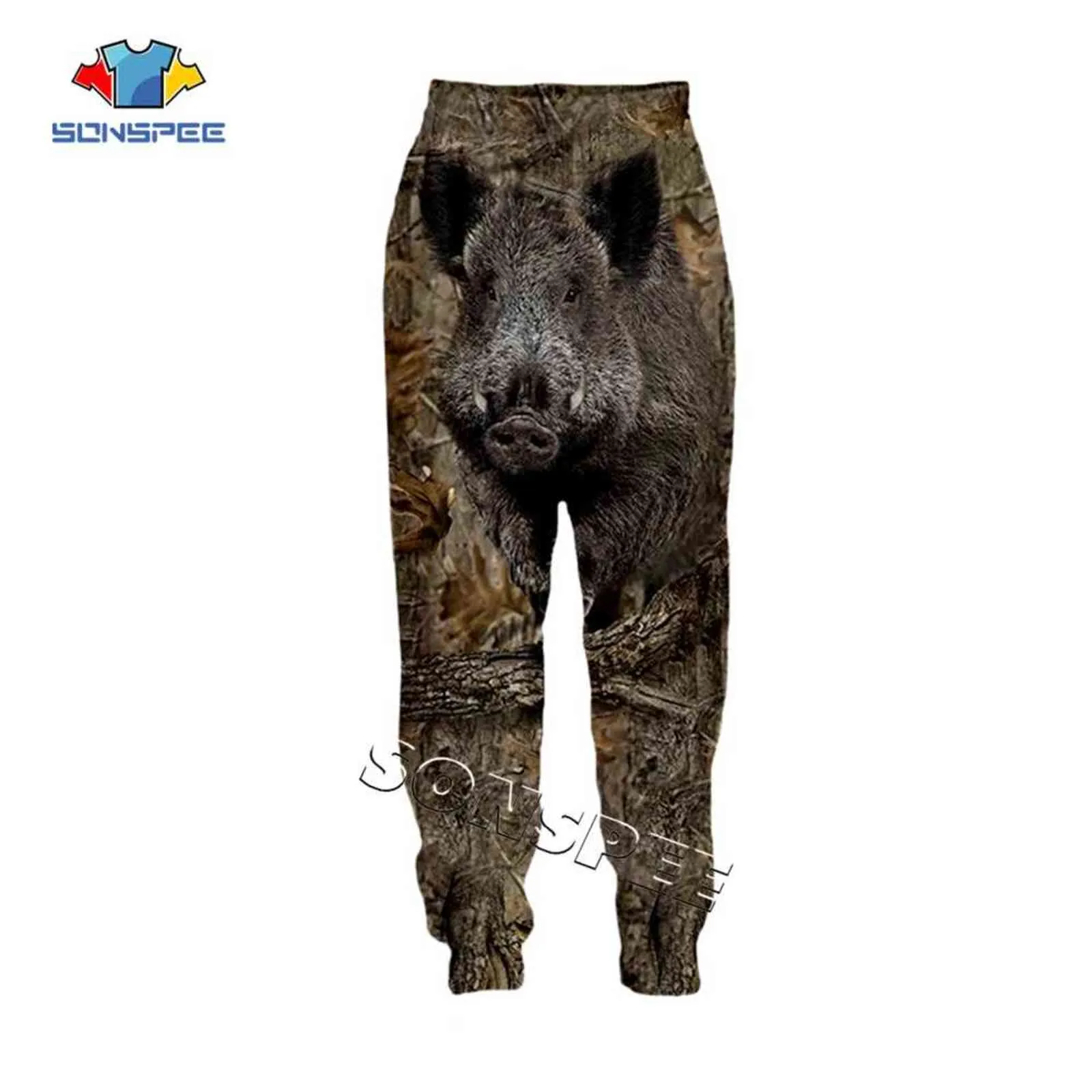 Sonspee Animal Caça 3D Imprimir Harajuku Homens Sweatpants Tracksuit Streetwear Mulheres Moda Calças Casuais Camoflague Long Pant 211108