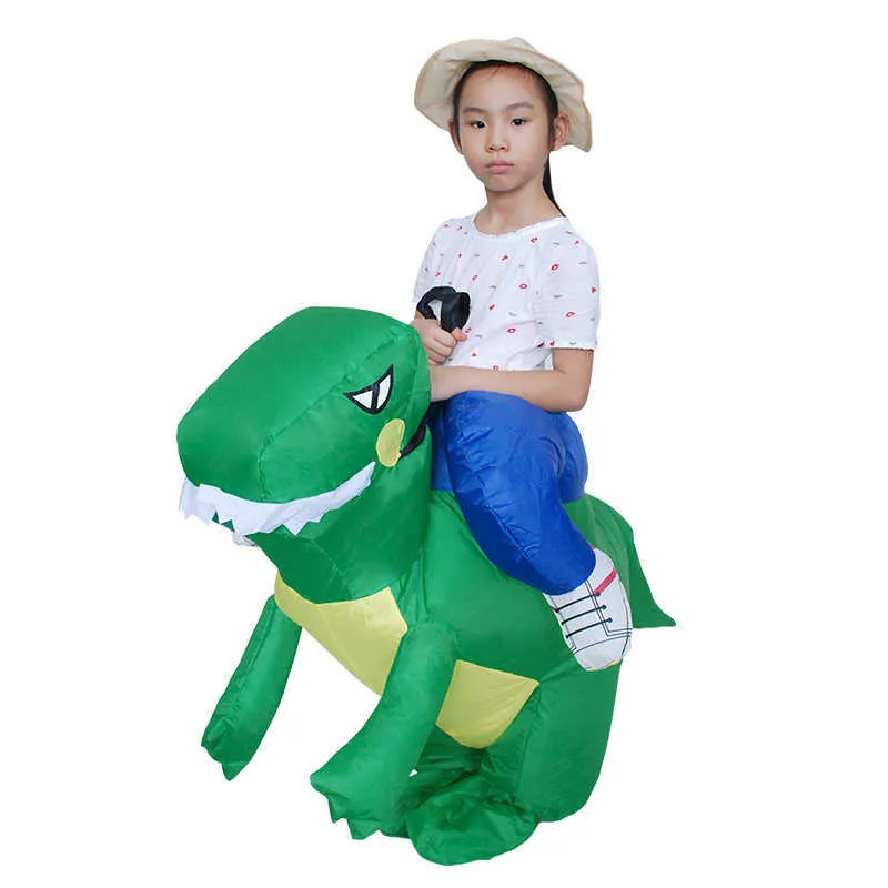 Aufblasbare Fahrt auf Dinosaurier Kostüm Chileren Kinder Erwachsene Anzug Kleid Cosplay Disfraz Halloween Blow Up Kostüme Q0910