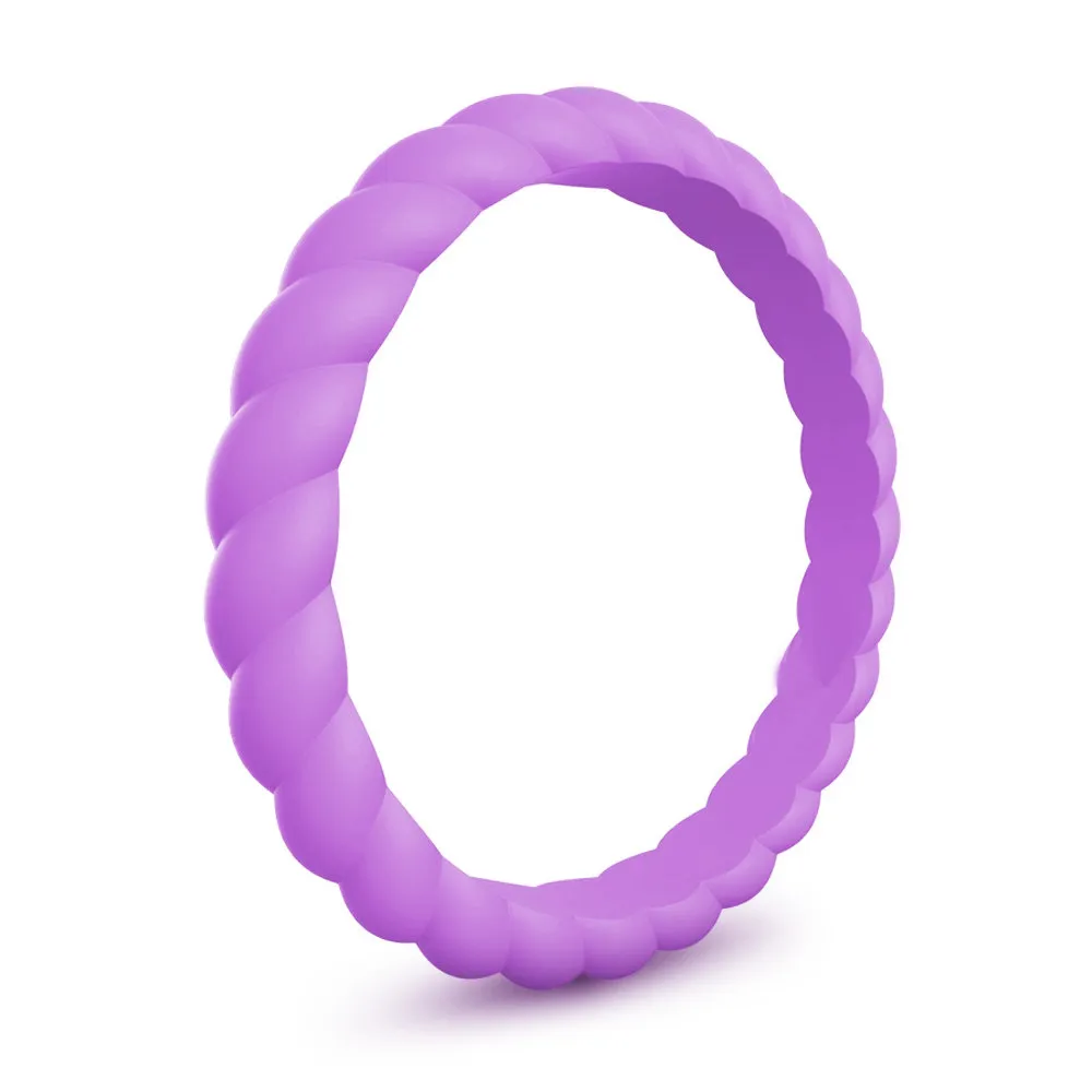 Nuovo anello da donna in silicone alimentare FDA da 3 mm le donne Fedi nuziali Sport Anello da dito colorato in gomma intrecciata flessibile ipoallergenica