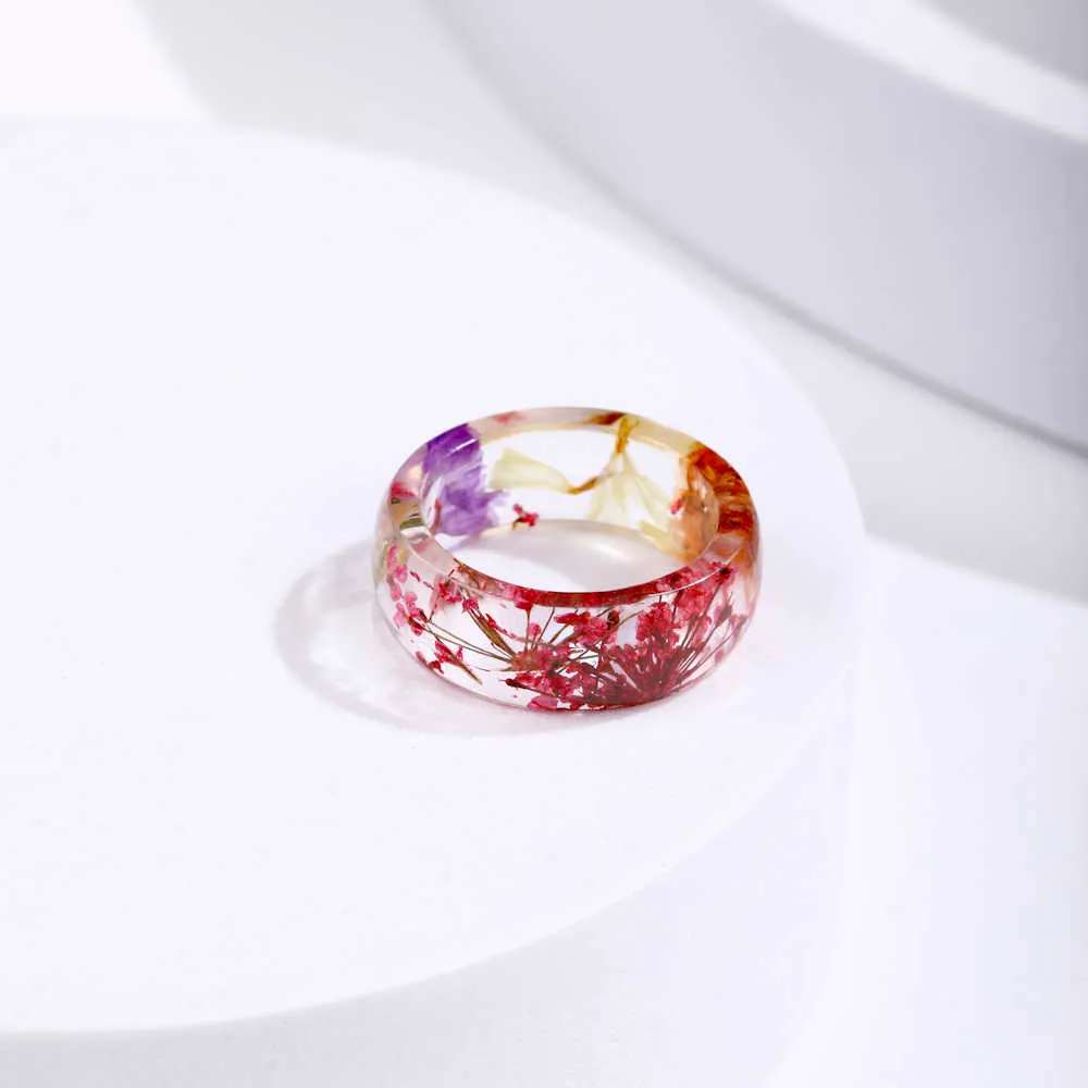 Lost Lady Fashion Transparent Chunky Epoxy Harts Rings Cute Multicolor Torked Flower Finger Rings for Women Party Jewelry Gift Q076445842