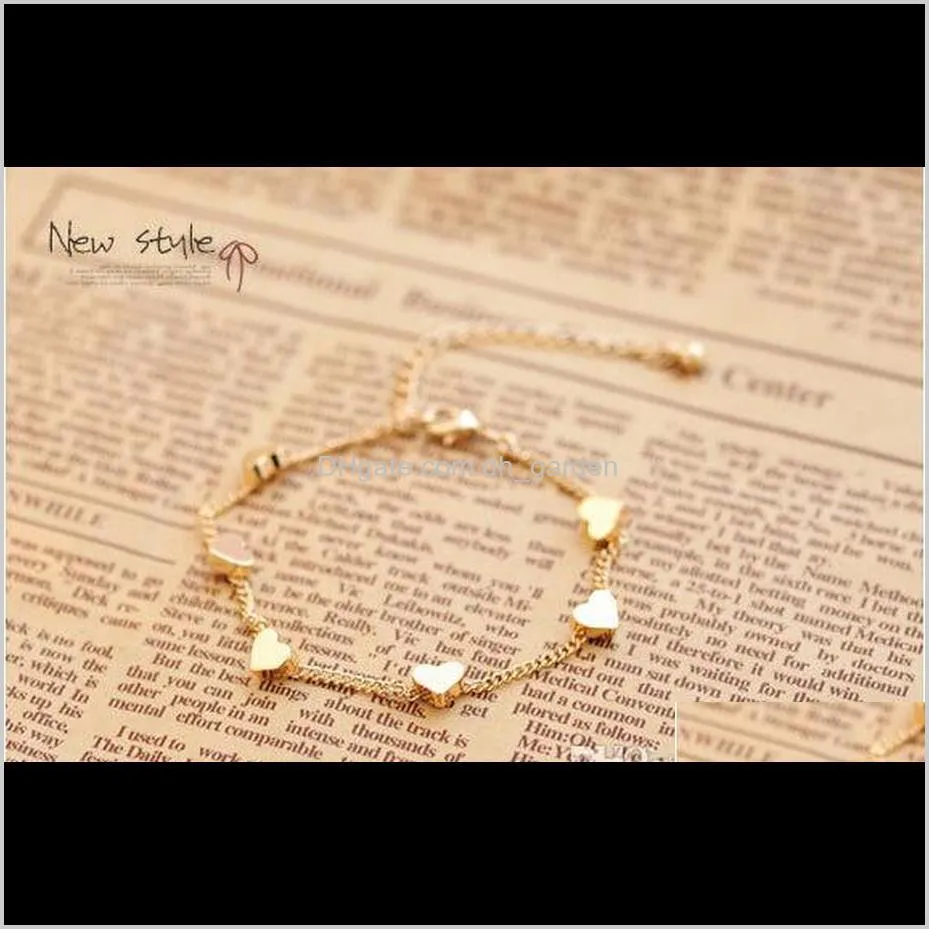 elegant gold plated star love heart charm bracelets bridal wedding jewelry for women girls valentine`s day gifts