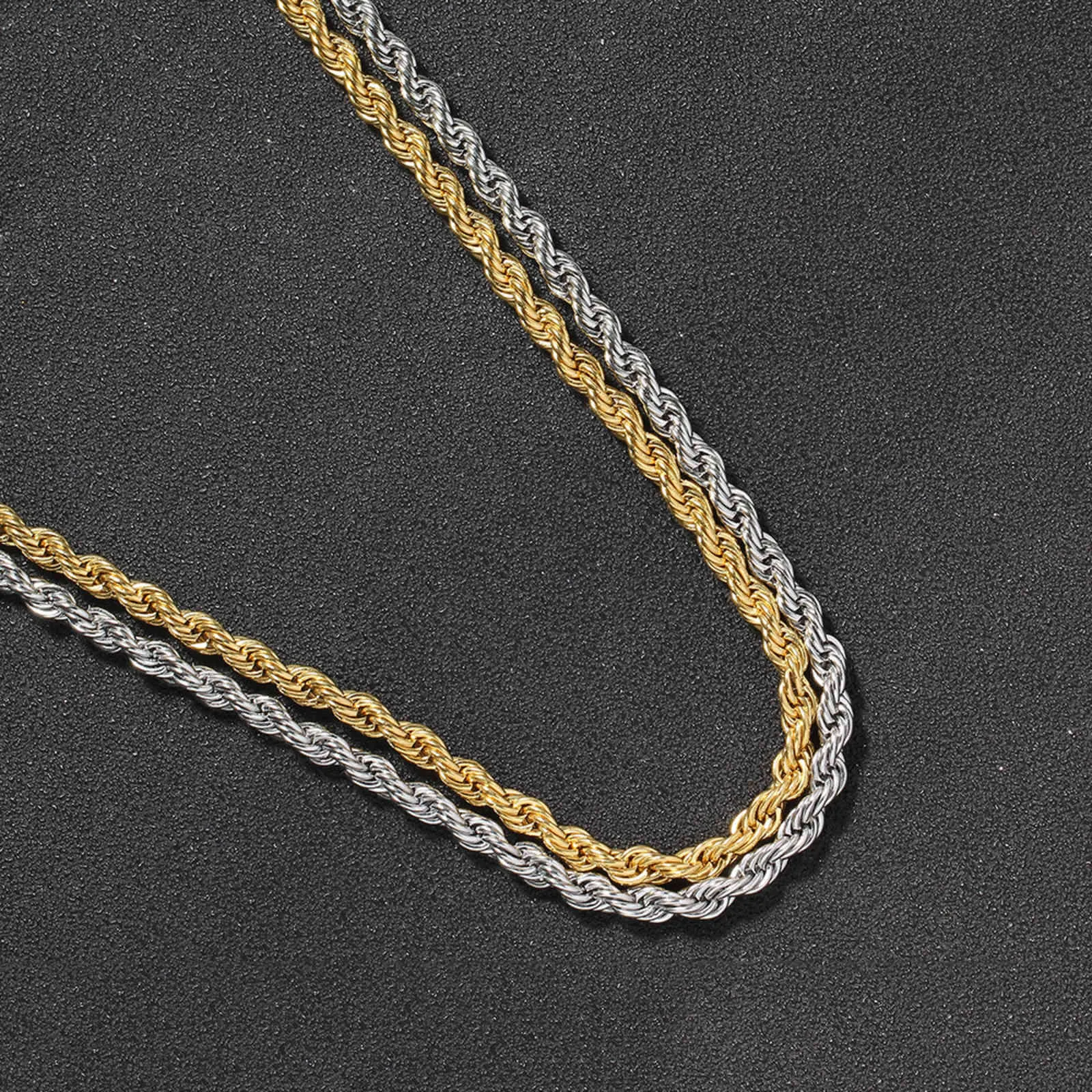 5 mm altın kaplama zincirleri kolye paslanmaz çelik hiphop zinciri diy ip takı bulguları uzunluk 16quot18quot20quot22q5618729