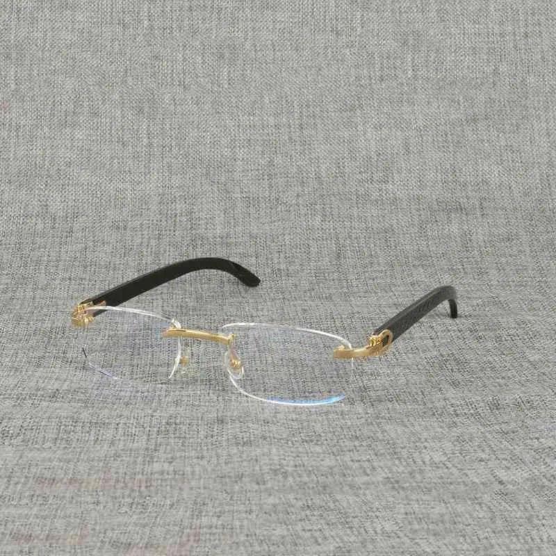 2024 Designer de luxe masculin Lunettes de soleil pour femmes en bois naturel carré de buffle transparent des lunettes sans cruche