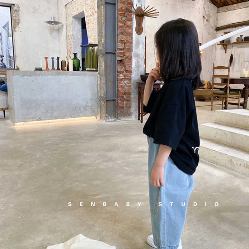 Bear Leader Girls Spring Autumn Jeans Summer Fashion Korean Style Kids Baby Solid Color Pants Casual Straight Pants 210708