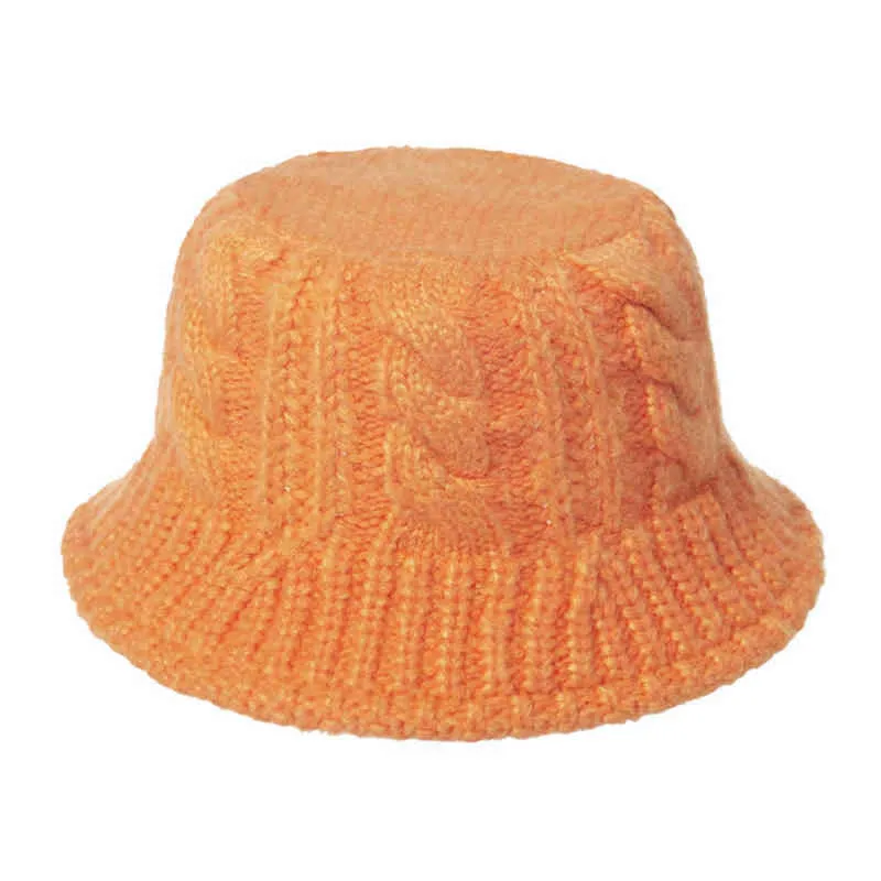 Mode femmes chaud seau chapeaux automne hiver dame en plein air couleur unie tricoté pêcheur chapeau casquette décontractée G220311