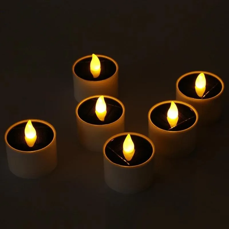 Cordas 2/6 / Solar Candle Light Smokeless Simulação Eletrônica Cera de chá ao ar livre para o Natal Halloween297H