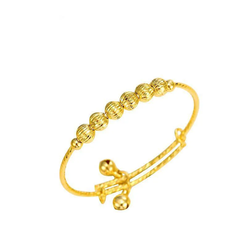 Mxgxfam Bell Braccialetti e braccialetti ragazzi Ragazze Regali bambini adattati Gioielli di moda 24 k Colore oro puro Q0719250v