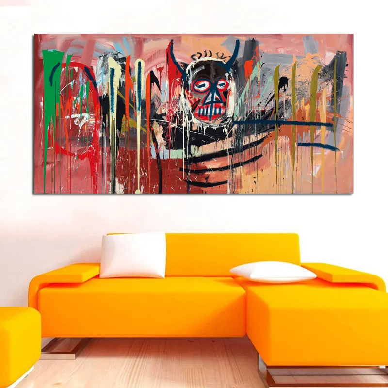 Vender Basquiat Graffiti Art lienzo pintura imágenes artísticas de pared para sala de estar cuadros decorativos modernos233V214t6286234