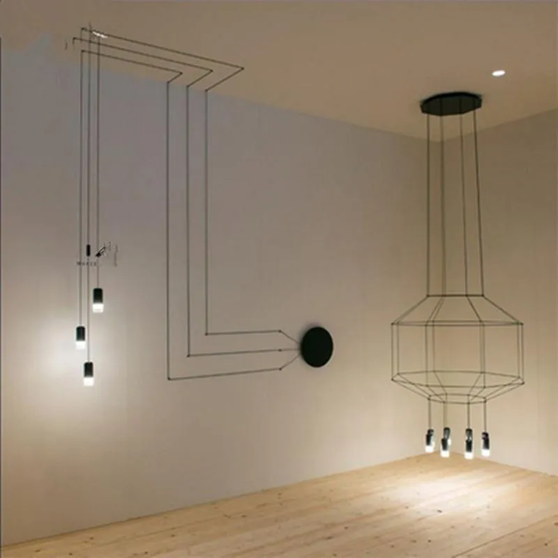 Éclairage de lustre designer moderne pour la salle à manger vivante chambre à coucher nordique hall de flux d'escalier loft lampes suspendues pend221