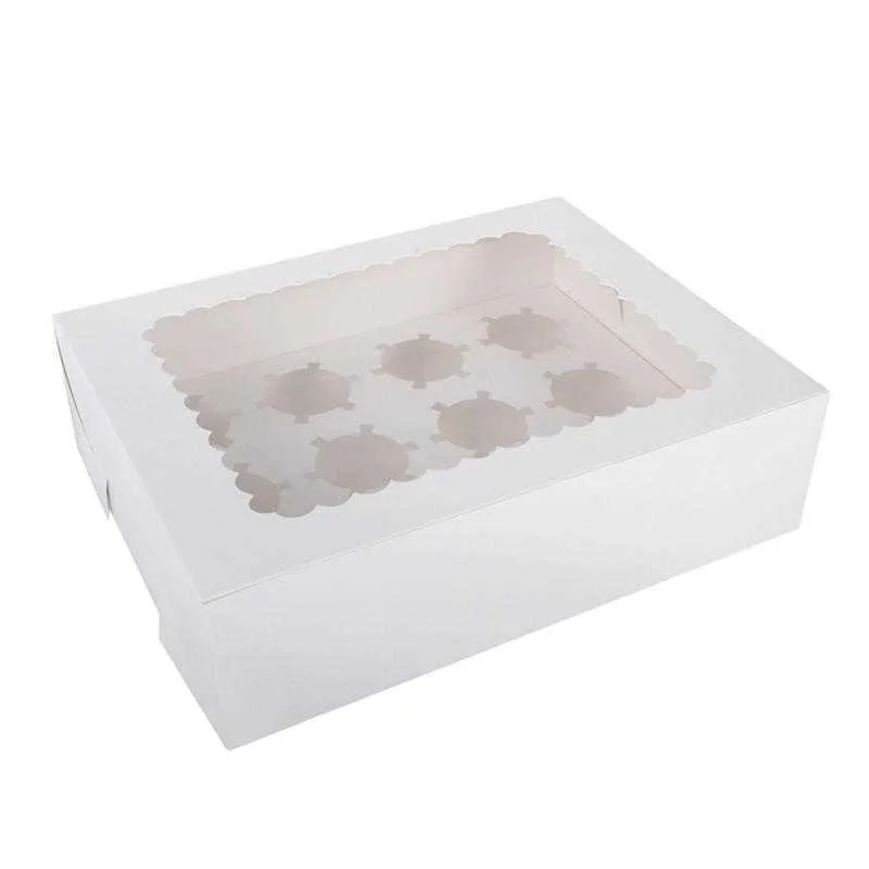 5 contenitori portatili muffin a 12 cavità cupcake, contenitori muffin bianco 210724