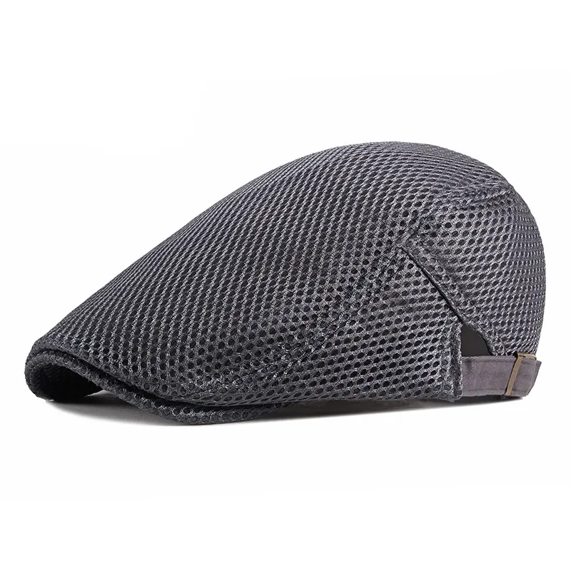 Men Breathable Mesh Summer Hat Adjustable Newsboy Beret Ivy Cap Cabbie Flat Cap