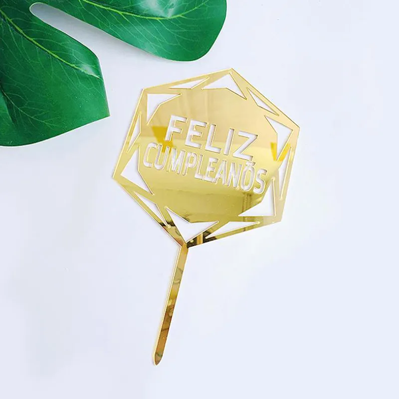 Feliz cumplea￱os. Espa￱ol – décoration de gâteau en acrylique couleur bonbon, joyeux anniversaire, en espagnol, pour décoration de fête, fournitures de pâtisserie