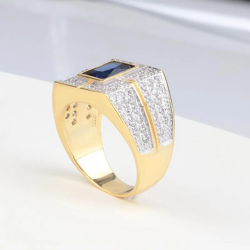 Натуральный драгоценный камень муассанит, белое золото 14 карат и кольцо для мужчин Anillos De Hip Hop Bizuteria, свадебные кольца с бриллиантами в стиле рок, кластерные кольца280w