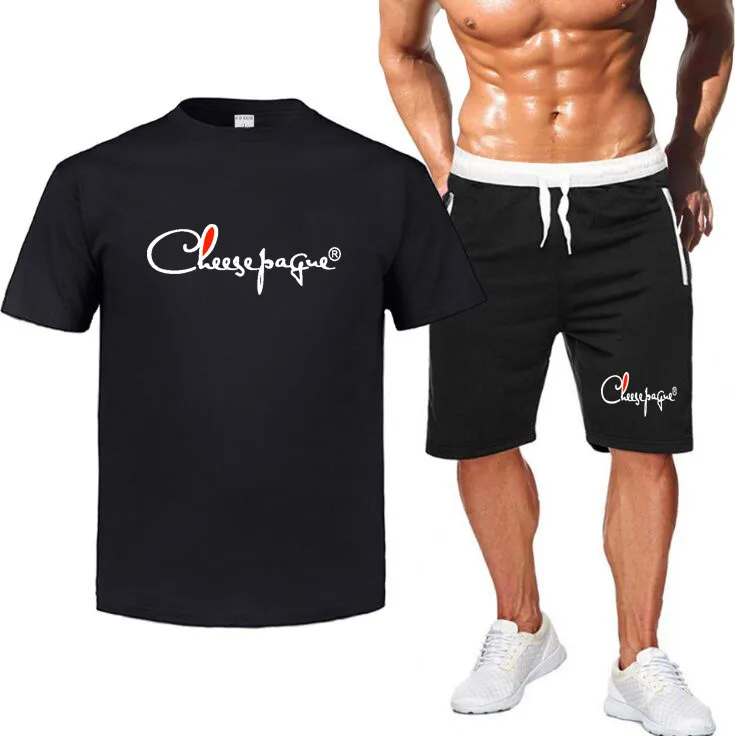 2022 zomermerk trainingspak mannen losse katoen wit zwart t-shirt met shorts samen heren kleding voetbalshirts Cool sets plus size S-XXL