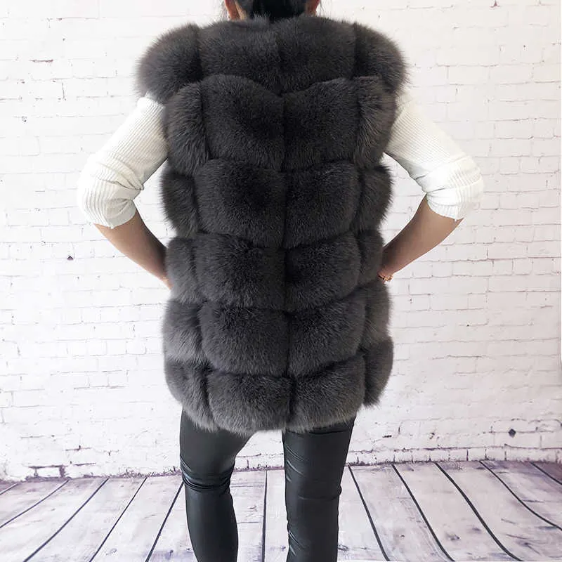 Dames Hoge Kwaliteit Real Bont Vest 100% Natural Real Fashion Fashion Bontjas Jacket Vest Echt Lederen Jas 210816