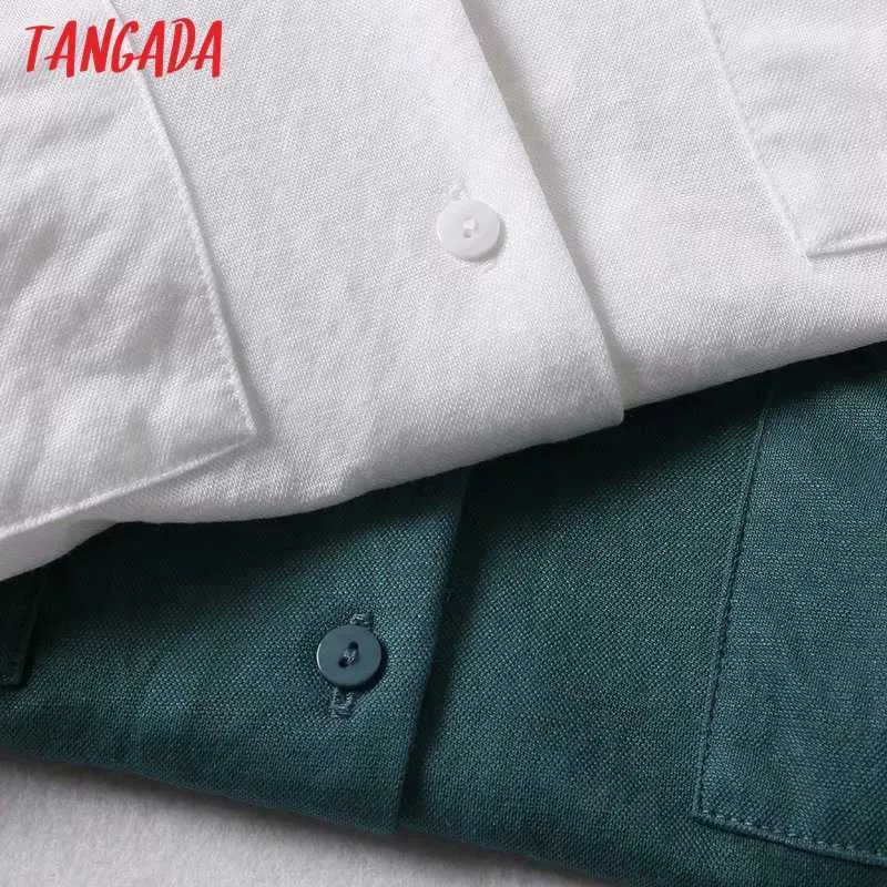 Tangada Damen-Blusen, solide, elegante Viskose-Hemden für Sommer, Büro, Damen, Arbeitskleidung, hochwertige Blusen 4C16 210609