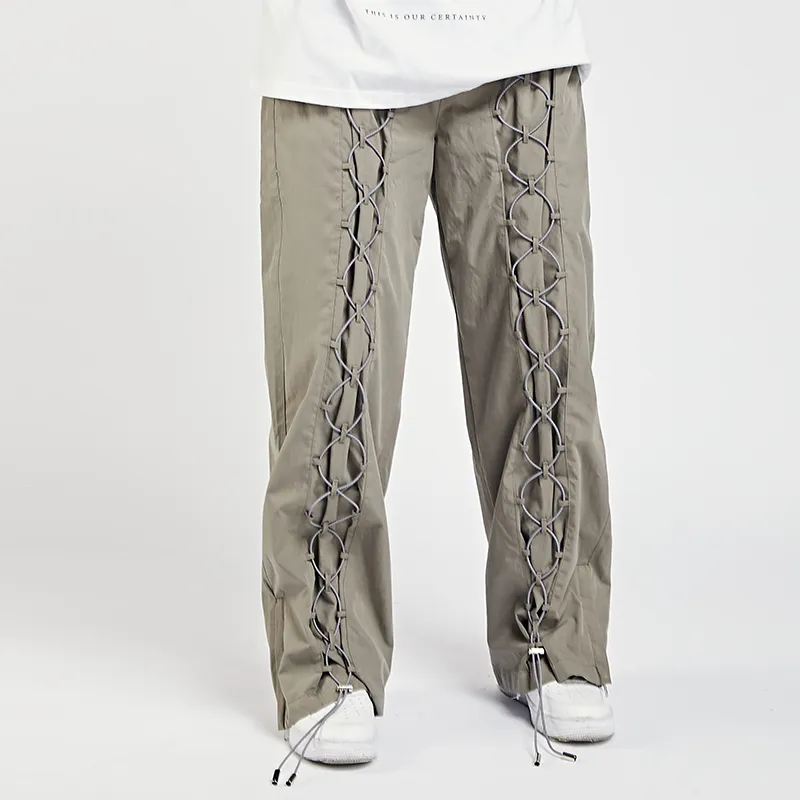 Casual Cargo Broek Strap Drawstring Rechte Streetwear Mens Broeken Harajuku Oversize Effen Baggy