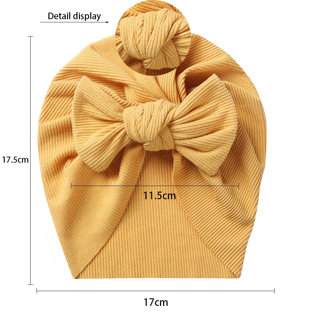 Solide Rippen Baby Turban Winter Hut Kappe Neugeborenen Jungen Mädchen Headwrap Kleinkind Geburtstag Geschenk Mode Bowknot Haar Zubehör