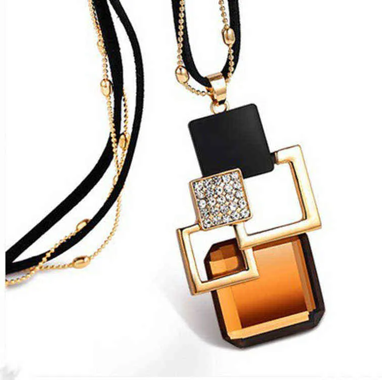 BYSPT Lange Halsketten Anhänger für Frauen Collier Femme Geometrische Aussage Colar Maxi Mode Kristall Schmuck Bijoux G1206