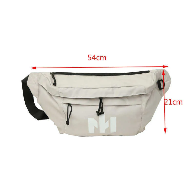 Grote capaciteit vrouwen taille tas canvas big heuptasje lumineuze unisex riem hiphop crossbody borst s mode bananenbeurt 210918257h