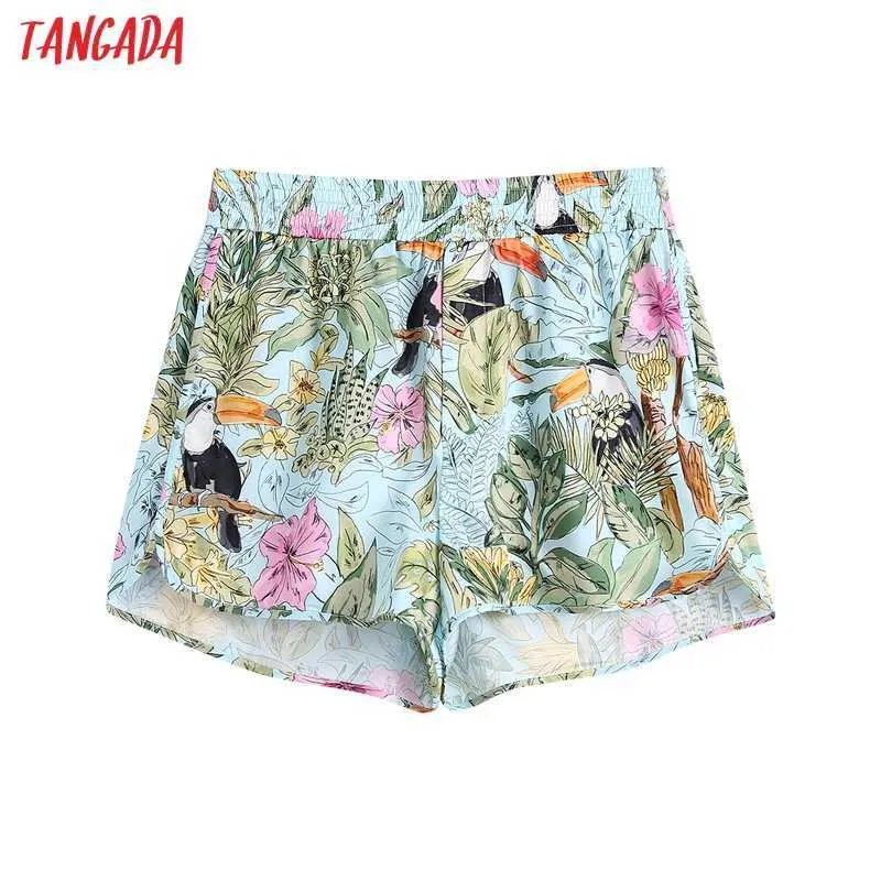 Pantaloncini floreali vintage da donna estivi Tangada Pantaloncini casual retrò femminili Pantalones BE694 210609