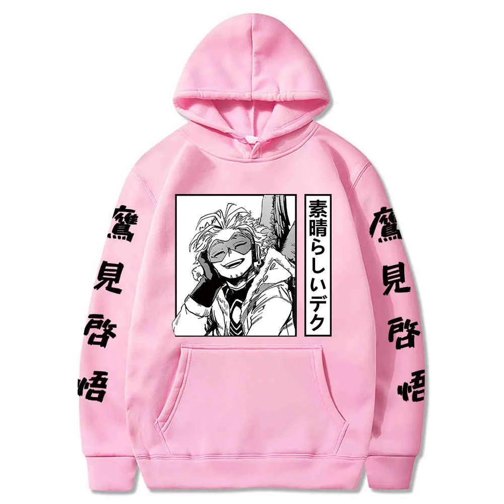 Felpa con cappuccio da uomo 2020 Felpa con cappuccio Anime My Hero Academia Hawks Vestiti Harajuku Streetwear Felpa con cappuccio Y0319