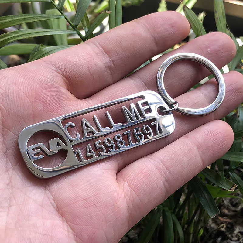 Handgemaakte Custom Sleutelhanger voor Auto Naam Rvs Gepersonaliseerde Gift Aangepaste Anti-Lost Sleutelhanger Sleutelhanger Ring Geschenken H0915