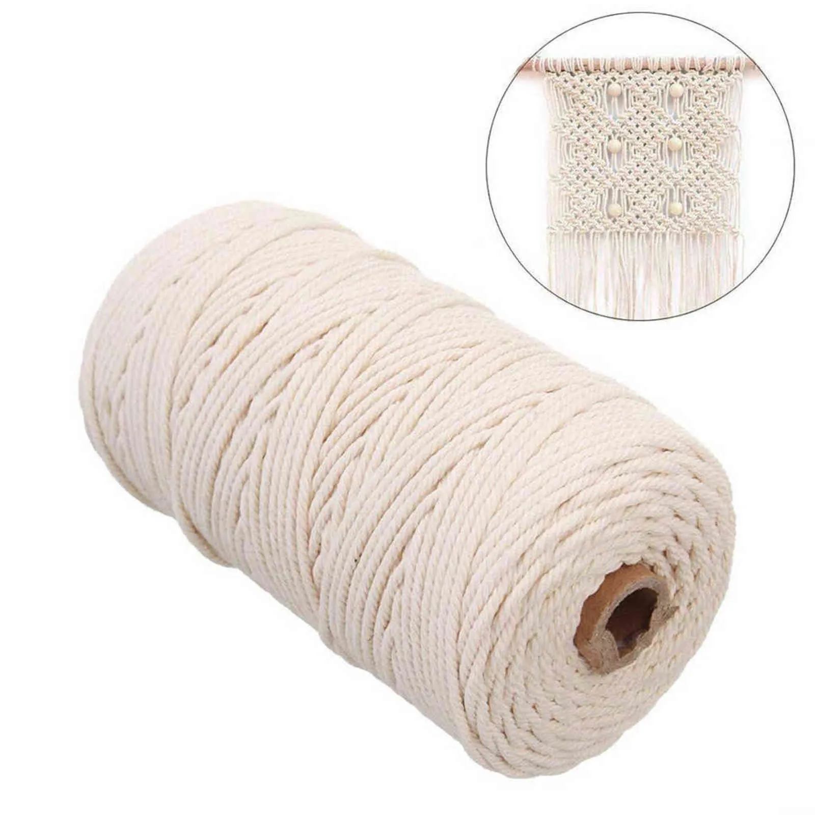 1 pz naturale beige morbido cotone corda corda mestiere macrame artigianale stringa fai da te fatti a mano legare filo corda 2mm * 200 m decorazione fornitura p45 Y211129