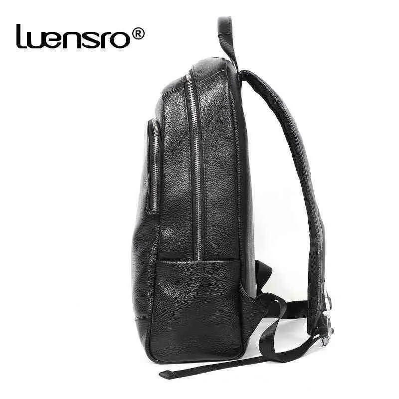 Cowskin 100% Genuine Leather Natural Men's Backpack Fashion Large Capacity Shoolbag For Boy Laptop Bag 202211248w