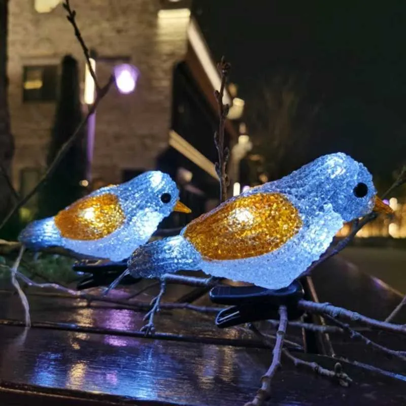 Outdoor Indoor Acrylic Bird Shape String Light 5 LED Waterproof Battery Case Solar USB Powered Lamp for Home Garden Q08119924563