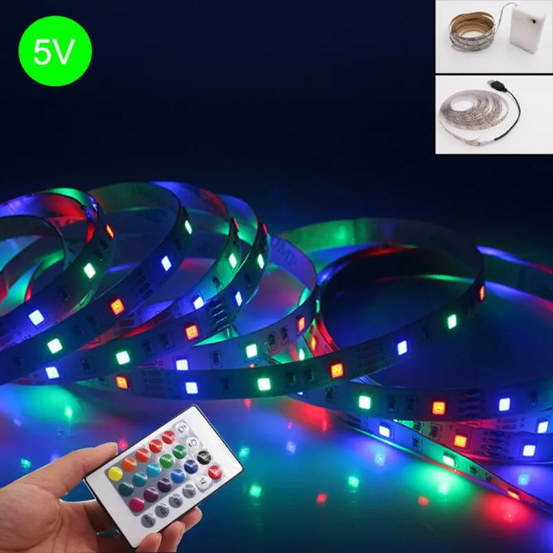 5V USB LED -strip ljus 1m 2m 3m 4m 5m varm vit RGB 2835 TV Bakgrund Belysning Decoracion Fairy Lights 3 Key Control274f