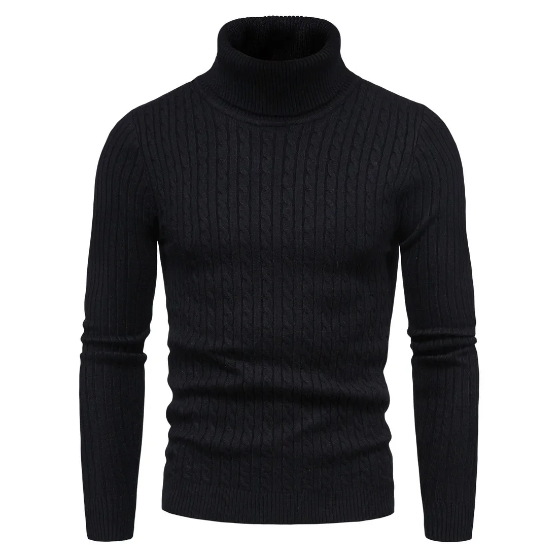 Striped Turtelneck Men's Sweaters Autumn Winter Knitted Sweater Men Casual Slim Ribbed Hem Brand Top Oversized Warm Pullover 210524